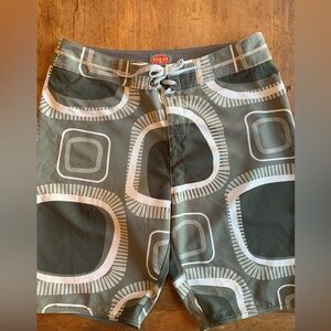 Tommy Bahama Olive and White Patterned Swim Shorts